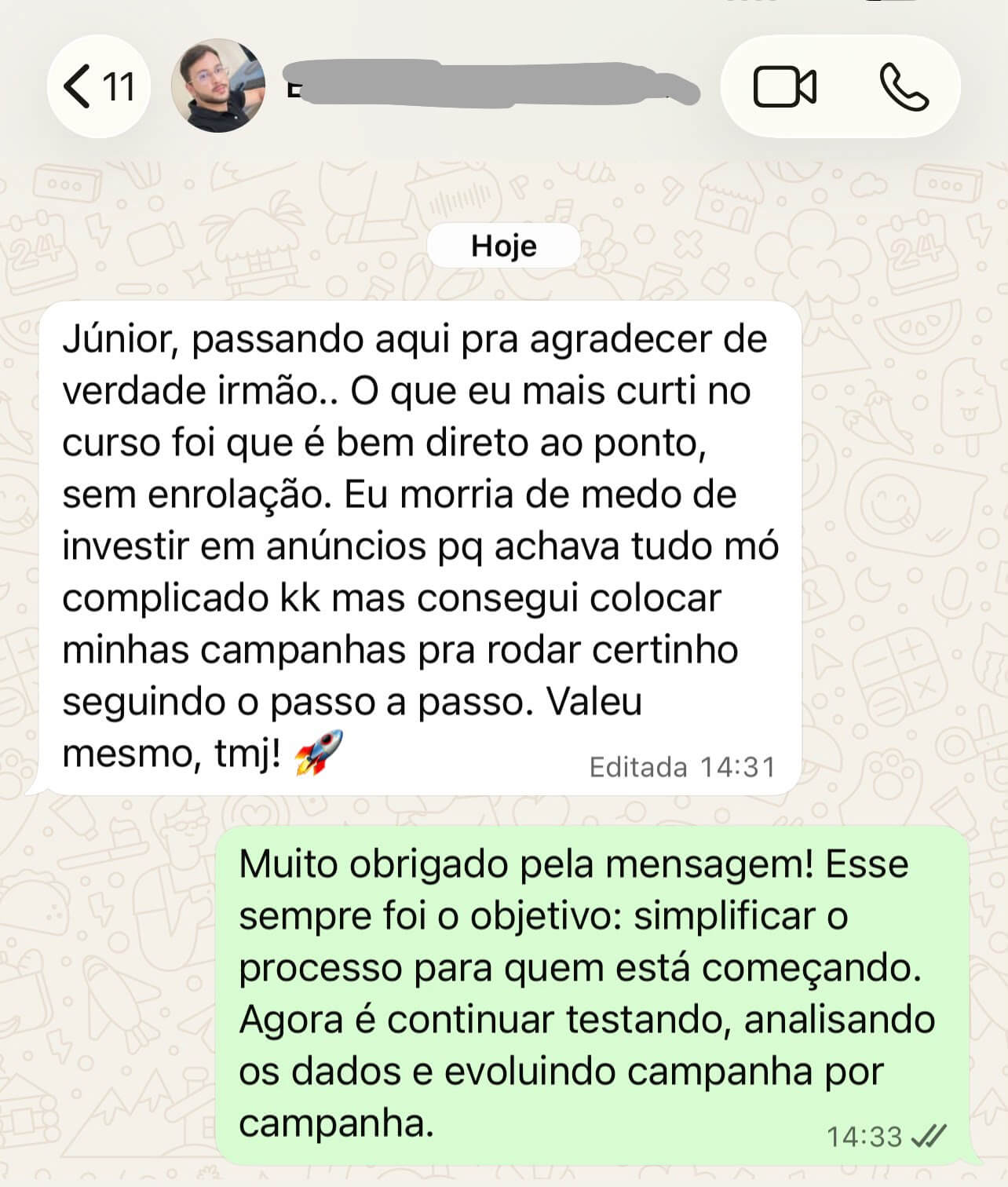 Depoimento de aluno