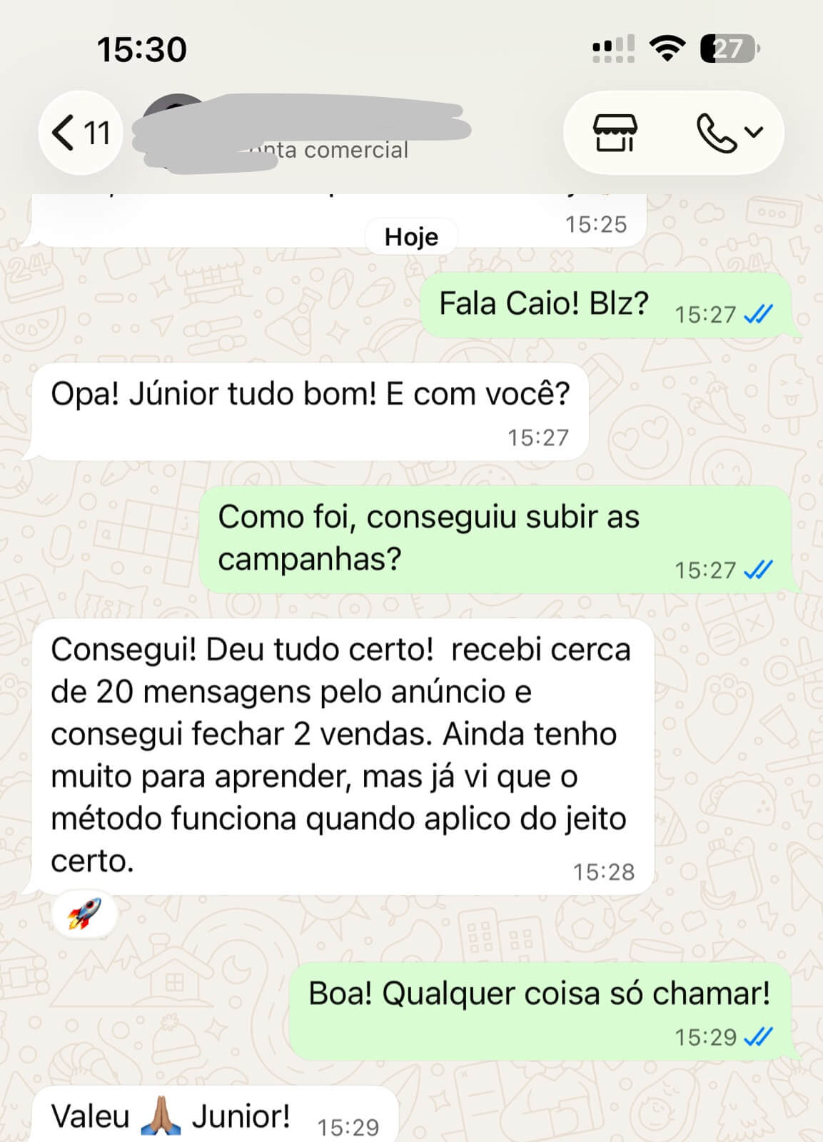 Depoimento de aluno
