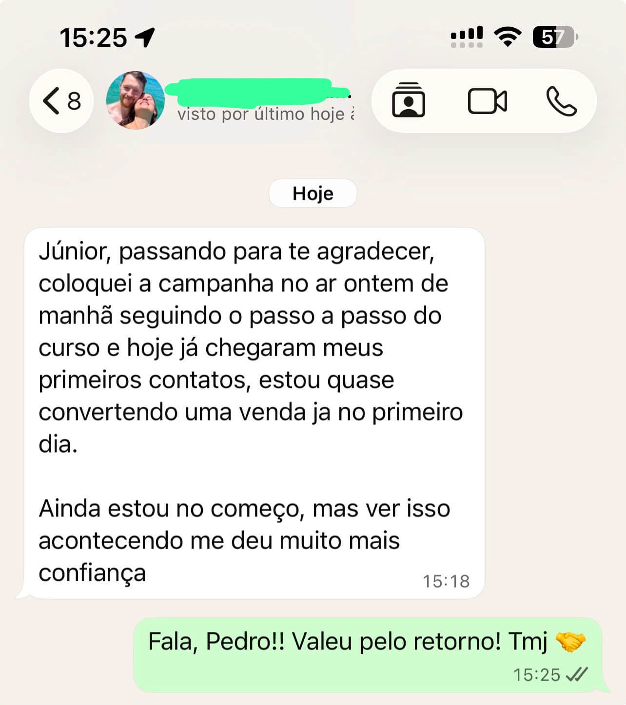 Depoimento de aluno